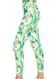 Wildfox Sweat Green & Yellow Palms with Pineapple High Waist Leggings M