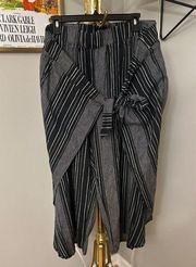 NEW Maurices Mid Ruse 18W Linen Blend Harem Pants Black Stripe Tie Front