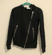 Soulcycle Black Moto Zip-Up Hooded Sweatshirt Size Small