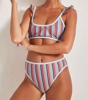 Urban Outfitters Out From Under Dixie Striped 2 Piece High Waisted Bikini Large