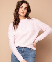 27 Miles Malibu Large Cashmere Wool Sweater Top Pink Peony Genesis Cable Knit