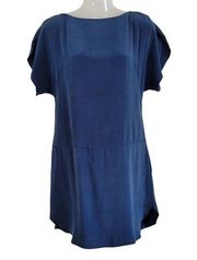 Milly Short Sleeve A-line High Neck Silk Dress Zip Back Women's Size Small