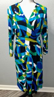 Chaus Abstract Mixed Print Cocktail Midi Dress Size Medium