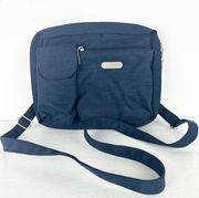 Baggallini Crossbody Convertible Belt Bag Navy Blue Travel Multi Pocket Nylon