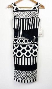 ETCETERA NWT Black & White Career Dress Belted 00