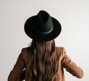 Black Wool Structured Hat