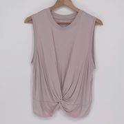 Zella Twist Front Athletic Tank Top Pink Large