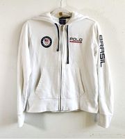 Polo Ralph Lauren Hoodie 2016 Olympic Brazil Full Zip White Sweatshirt Sz L GUC