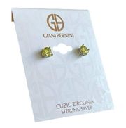 Giani Bernini CZ 925 Silver STUD EARRINGS 1/4” Green Peridot Birthstone August