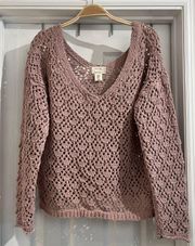 Artelier Women’s Dusty Pink Loose Knit Sweater Sz M