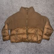 🔥5/$25🔥 Old Navy Tan Short Sherpa-Paneled Puffer Jacket for Women