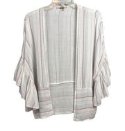 Gimmicks by BKE Womens Small Kimono Top Crop Boho layer Open Front ruffle Jacket