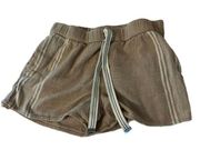 Aerie  Drawstring Tan with Cream Stripes Shorts Size Small