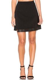 Alice + Olivia Darcie Mini Skirt Lamb Leather High Waisted Asymmetrical Black 0
