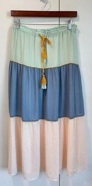 LOFT Skirt Midi Length Pastel Colors Summer Spring Beachy Vibes XS