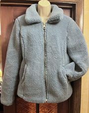 Sebby Collection Ladies Zip Up Size Medium Blue Fuzzy Coat