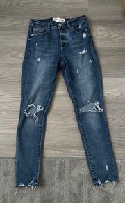 Garage Dark Wash Ripped Blue Jeans