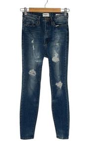 William Rast Womens 27 High Waist Extreme Distressed Skinny Denim Jeans Blue