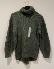 Olive green knit turtleneck sweater