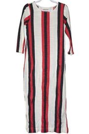 Ace & Jig Kaftan Maxi Dress Women's S Red, Black & White Stripe Side Slits