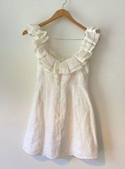 Reformation white mini dress ruffle top size 2