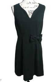 Ava By Le Tote Black Sleeveless Dress Waist Bow Size L