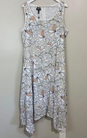 Women’s Floral Handkerchief Hem Dress Stone Combo Size 14 NWT