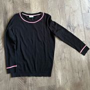 Akris Punto Wool Crewneck Sweater Black Pink Trim XS NWOT