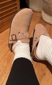 Taupe Suede Clogs