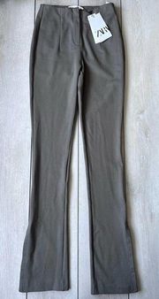 ZARA NWT Ankle Side Vent Trousers XS Olive Green