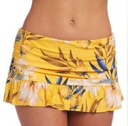 La Blanca Belle Ruffle Skirted Bikini Bottoms in Marigold Size 10 NWT