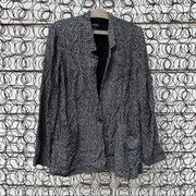 Lucky Brand black gray geometric boho Aztec single button blazer