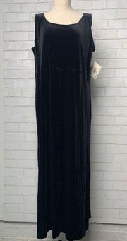 Vintage Y2K NWT Croft & Barrow Small Black Velvet Dress Maxi Sleeveless Misses