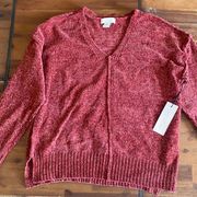 Rachel Zoe NEW Red v neck sweater size medium chenille