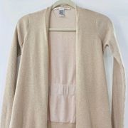 Diane von Furstenberg Open Front Cardigan Silk Cashmere Gold Shimmer Size Small