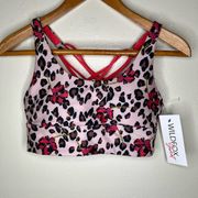 NWT Wildfox Sports Bra SMALL Wild Leopard Print Floral Medium Impact Padded Gym