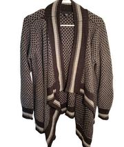 Apostrophe Waterfall Drape Front Cardigan Gray