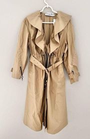 Christian Dior 2023 Trench Coat With Ruffles Beige Cotton Gabardine  Size 34