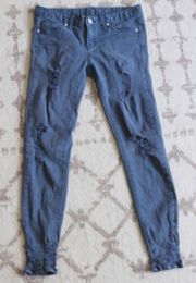 Green and Blue Distressed Skinny Jean Set