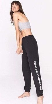 NWT SPIRITUAL GANGSTER LOVE YOURSELF LIKE CRAZY BLACK SWEATPANTS SZ SMALL S