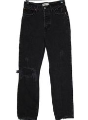 Womens Abercrombie & Fitch The Dad High Rise Black Denim Ankle Jeans Size 25 / 0