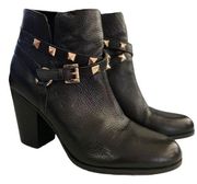 GUESS Fran Studded Black leather Ankle Boot Women’s Sz 9 Zip Up