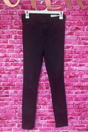 Rag & Bone‎ sz 28 high rise straight leg distressed black jeans