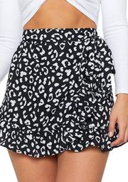 Polka Dot High Waist Ruffle Wrap Mini Short Skirt