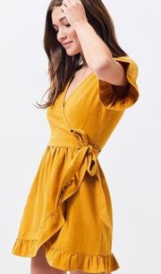 mustard Yellow Wrap Dress