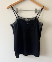 Lulu’s Maddox Black Satin Lace Cami Tank Top Size Small