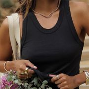 Bandier x Sincerely Jules The Willow Scoop Neck Tank in Black