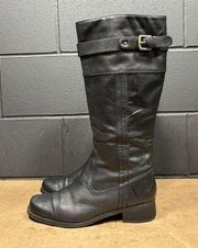 Black Leather Knee High Riding Boots Sz 11 M