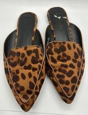 Lulus Leopard Mules Pointy Toe Flat Size 6.5 Joelle Style