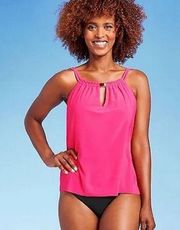 Women's UPF 50 High Neck Keyhole Tankini Top Pink Aqua Green Small NWT